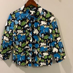 Charter Club Blue and Green Floral Jacket